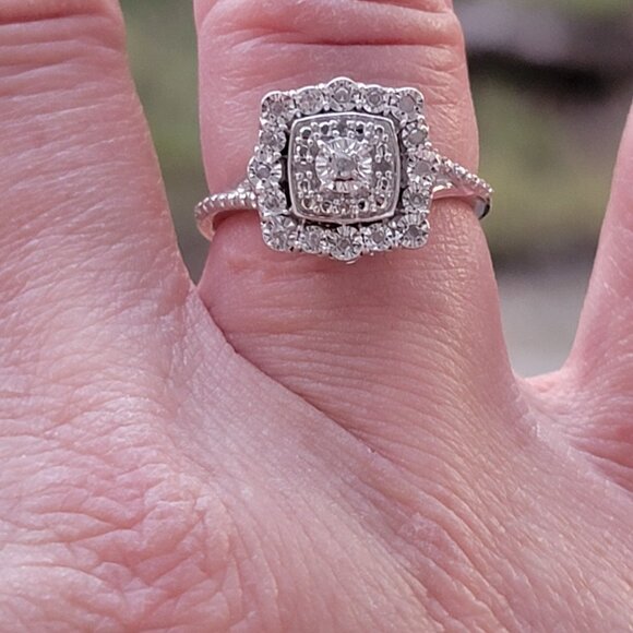 White Diamond Ring, (Size 6 & 1ctw) & White Diamond Earring 1.5ctw Set - Picture 2 of 10